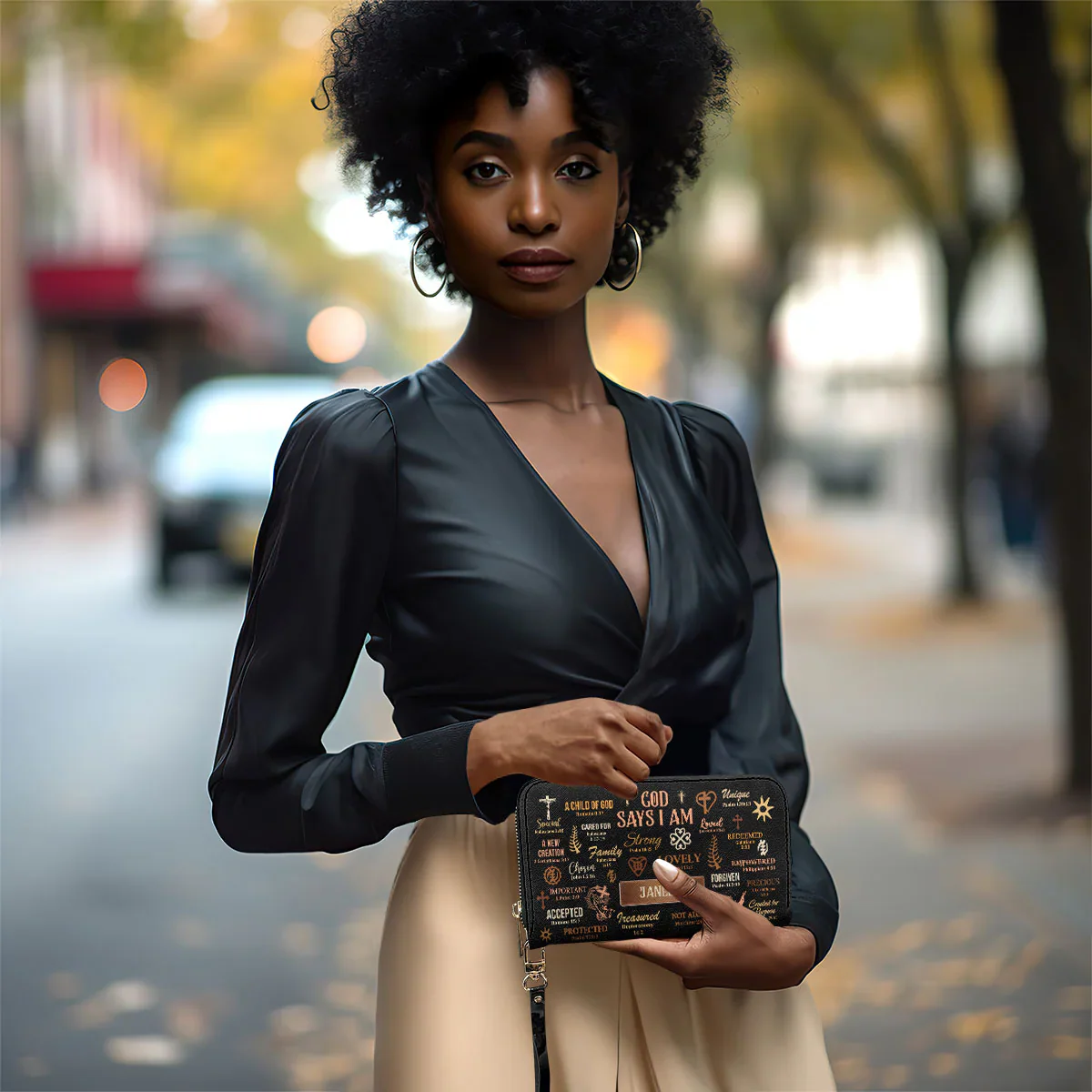 God Says I Am Bible Verses - Personalized Leather Clutch Purse - Christian Gift For Black Women - Image 5
