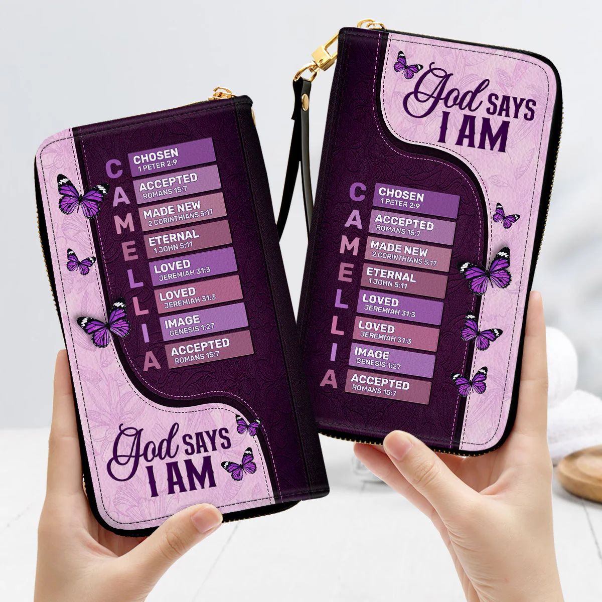 God Says I Am Chosen - Personalized Leather Wallet