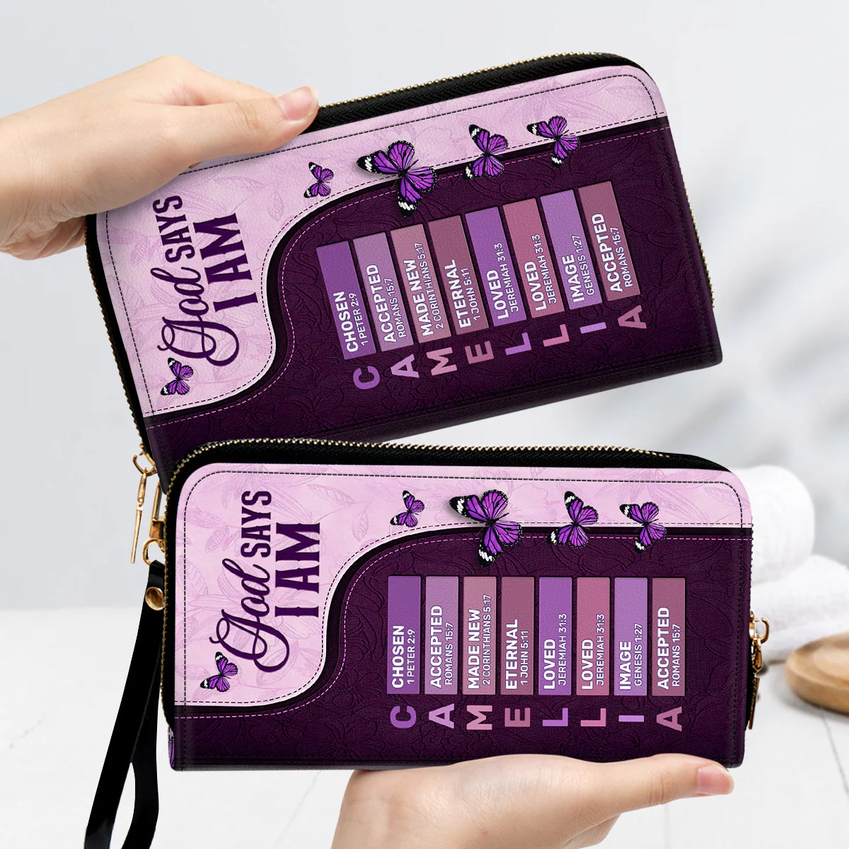 God Says I Am Chosen - Personalized Leather Wallet - Image 2