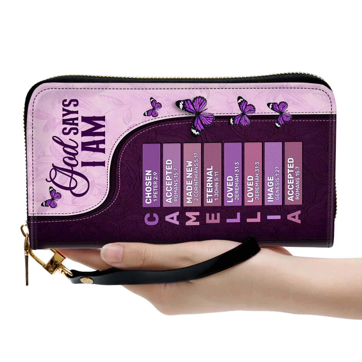 God Says I Am Chosen - Personalized Leather Wallet - Image 3