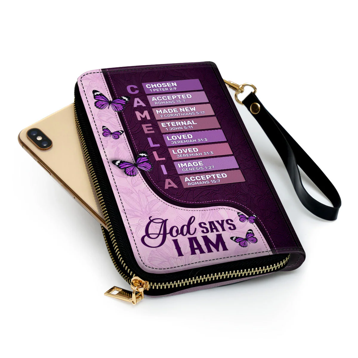 God Says I Am Chosen - Personalized Leather Wallet - Image 4