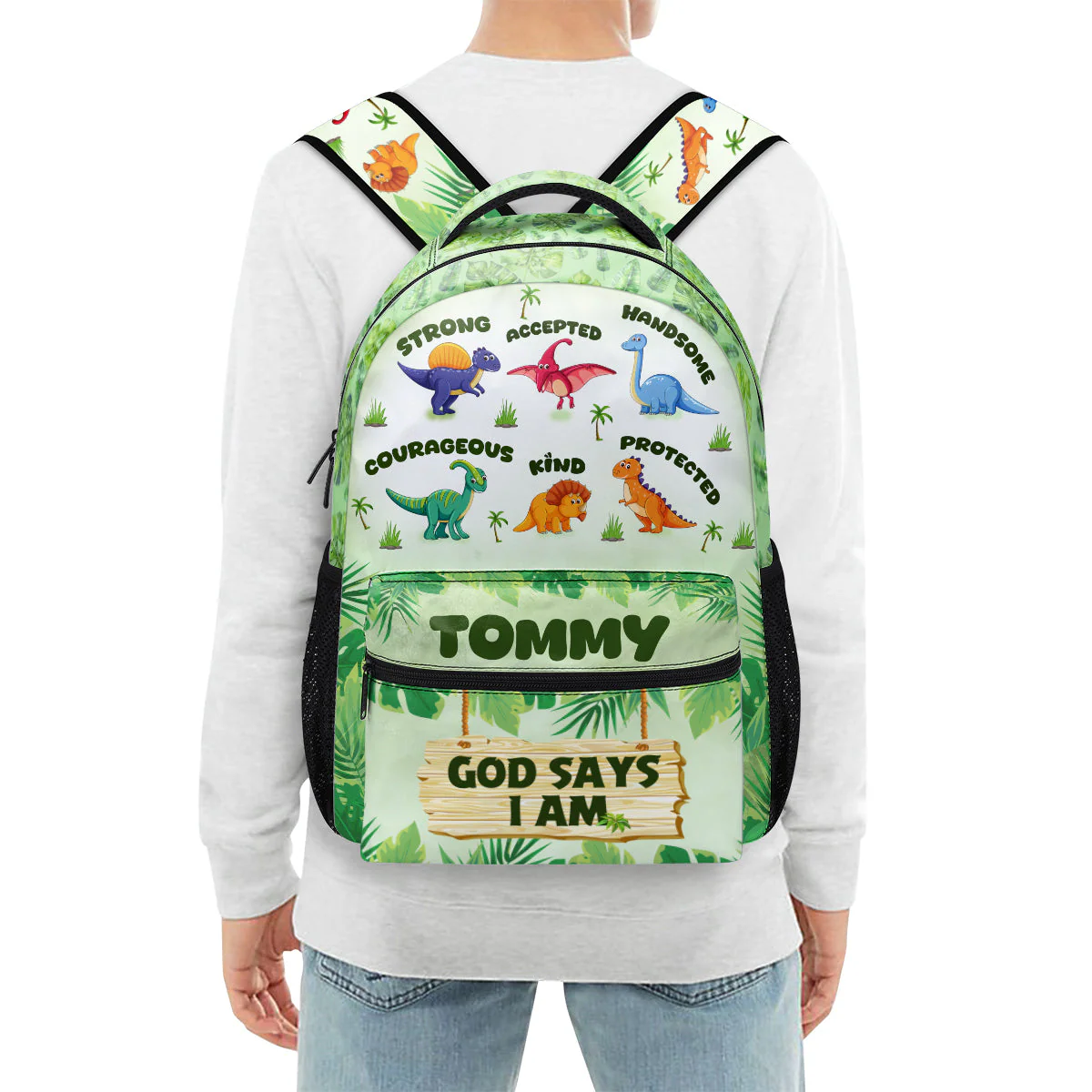 God Says I Am Custom Name Kids School Bag - Personalized Canvas Backpack - Gift For Kids | TD118 - Image 4