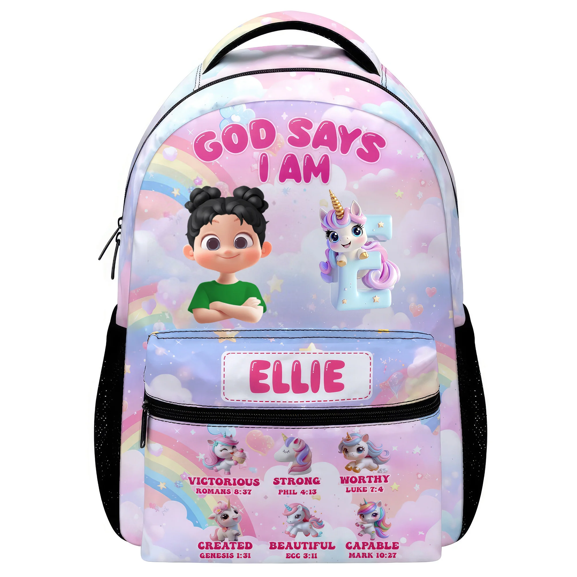 God Says I Am Cute Unicorn - Personalized Canvas Backpack - Back To School Gift For Kids | GR29 TD118
