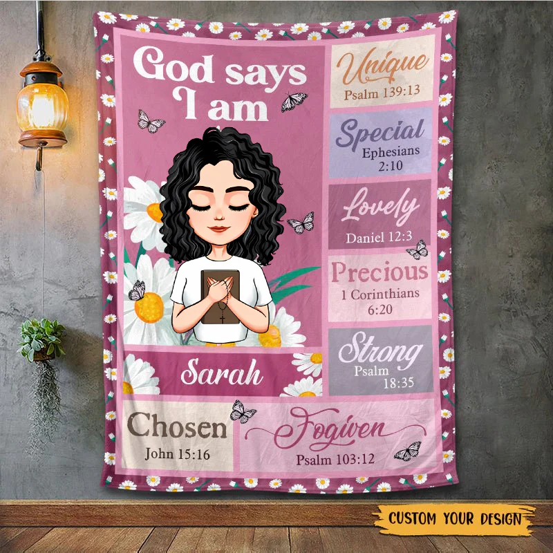 God Says I Am Daisy (Chibi) - Personalized Blanket - Gift For Her | CLGOD05 HL128 - Image 4
