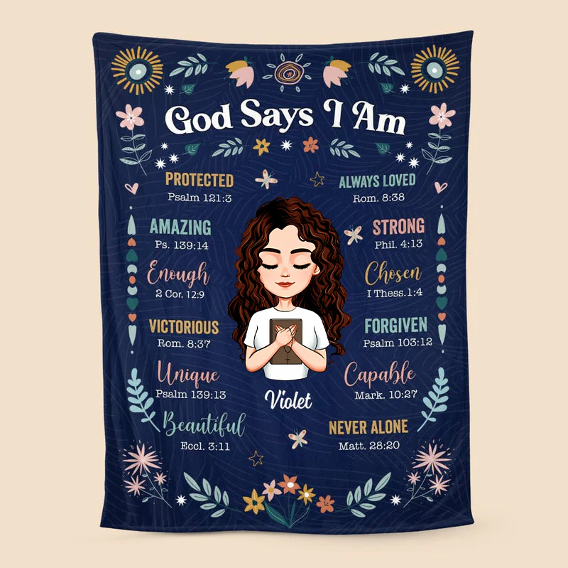 God Says I Am Floral - Personalized Blanket - Gift For Her | CLGOD05 HL128 - Image 3