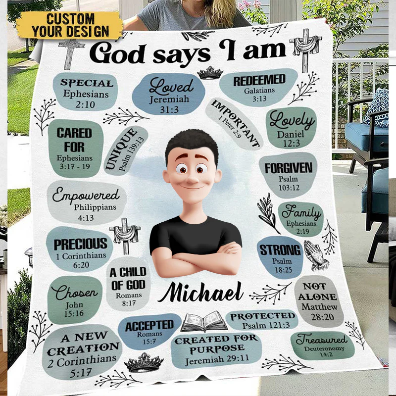 God Says I Am For Boy - Personalized Blanket - Meaningful Gift For Birthday | GR29 TD118