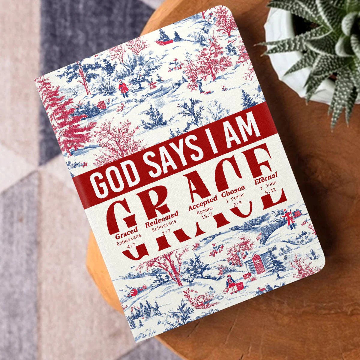 God Says I Am Graced - Personalized Leather Cover Notebook | TD118 - Image 3