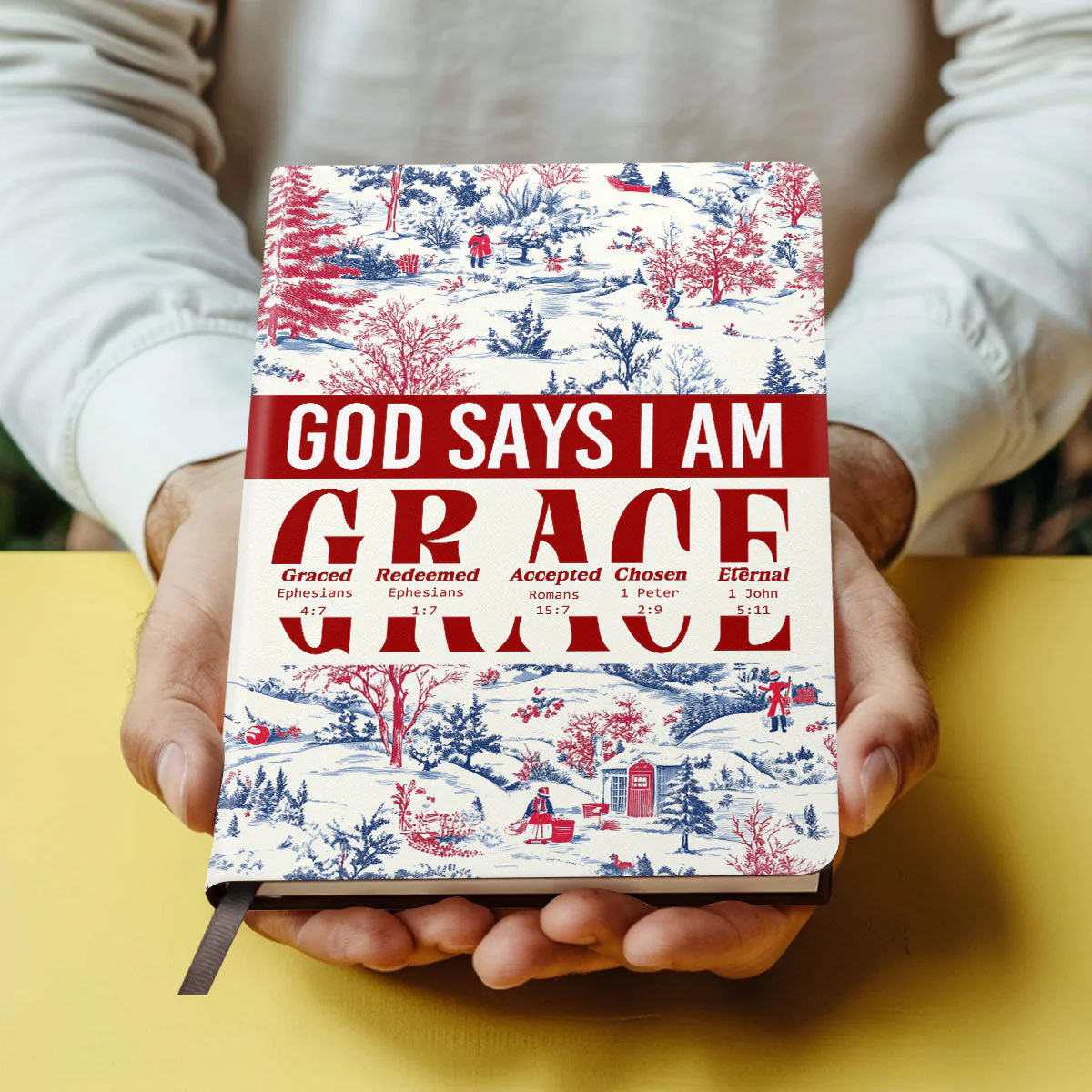 God Says I Am Graced - Personalized Leather Cover Notebook | TD118 - Image 4