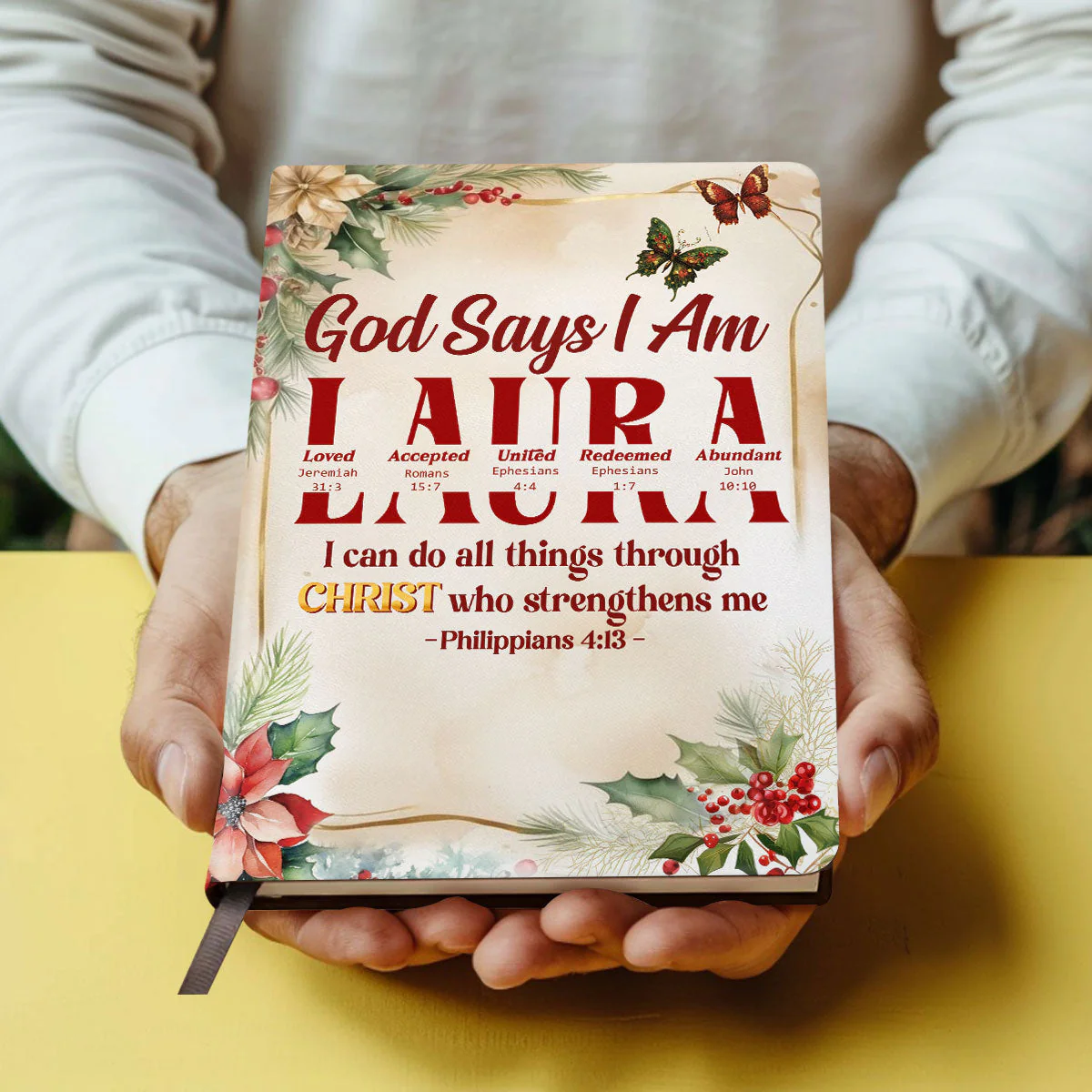 God Says I Am Loved - Personalized Leather Cover Notebook - Gift For Christmas | TD118
