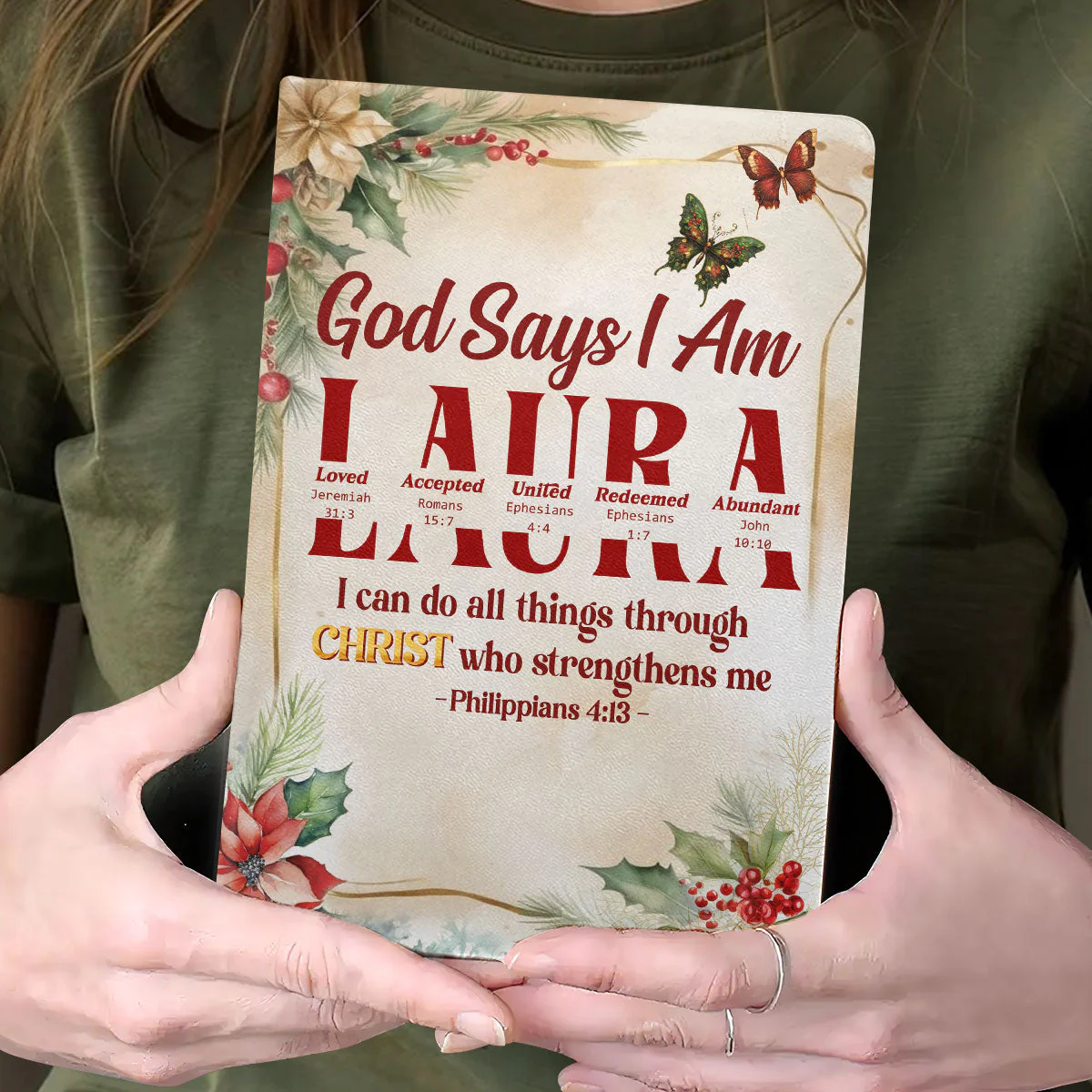 God Says I Am Loved - Personalized Leather Cover Notebook - Gift For Christmas | TD118 - Image 2