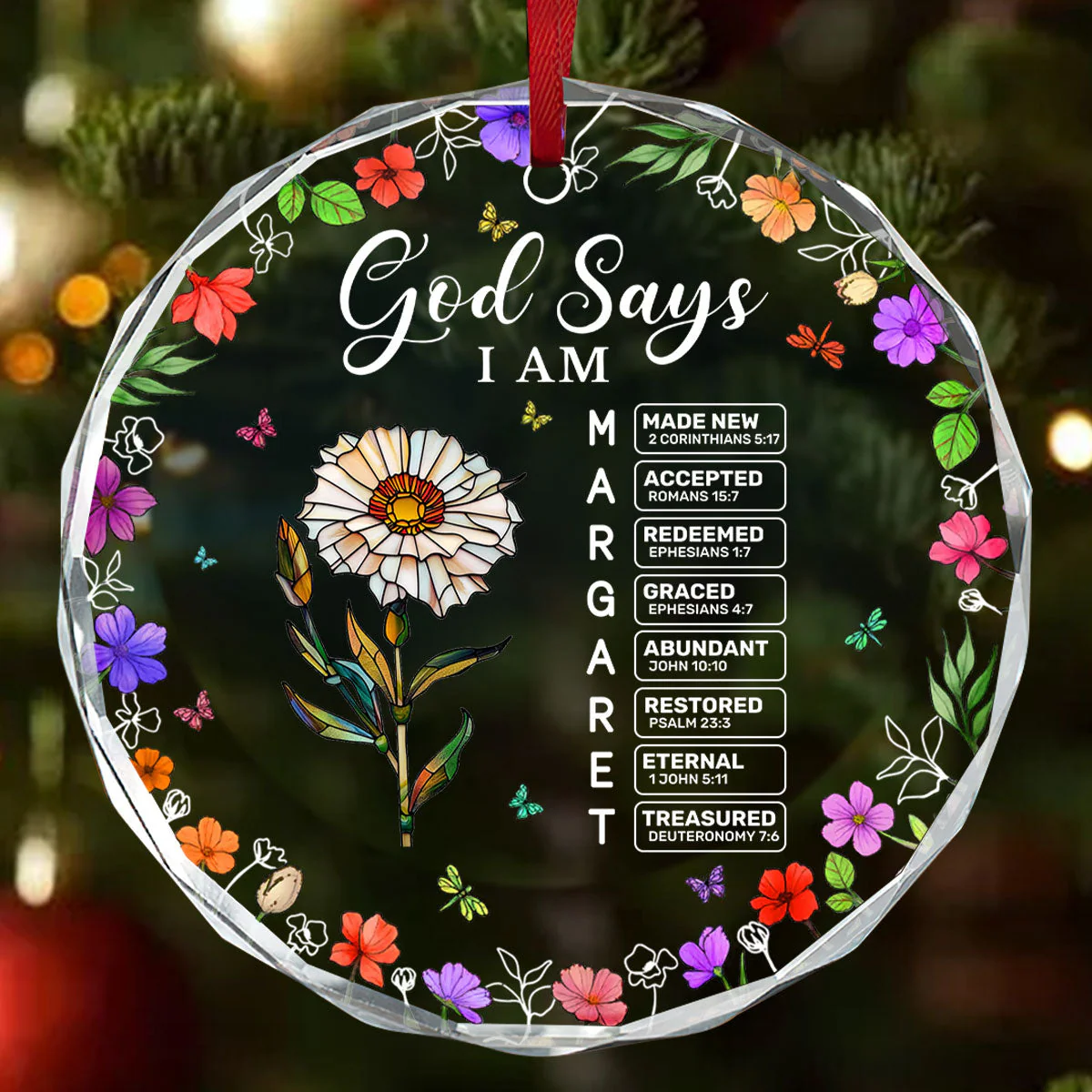 God Says I Am Made New - Personalized Glass Ornament TD118