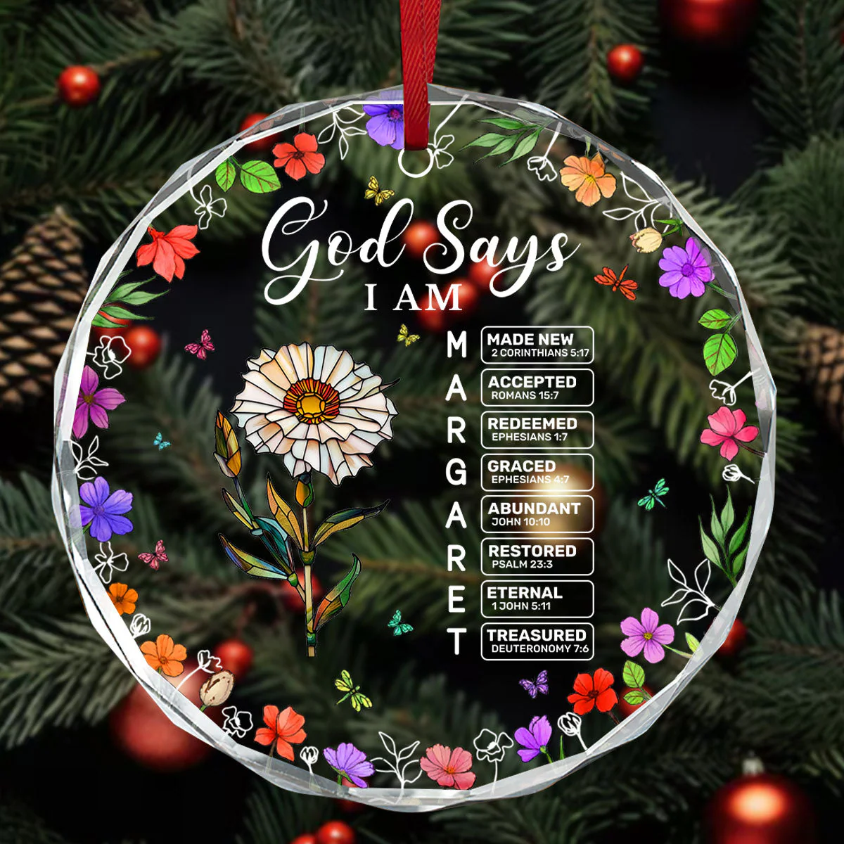 God Says I Am Made New - Personalized Glass Ornament TD118 - Image 3