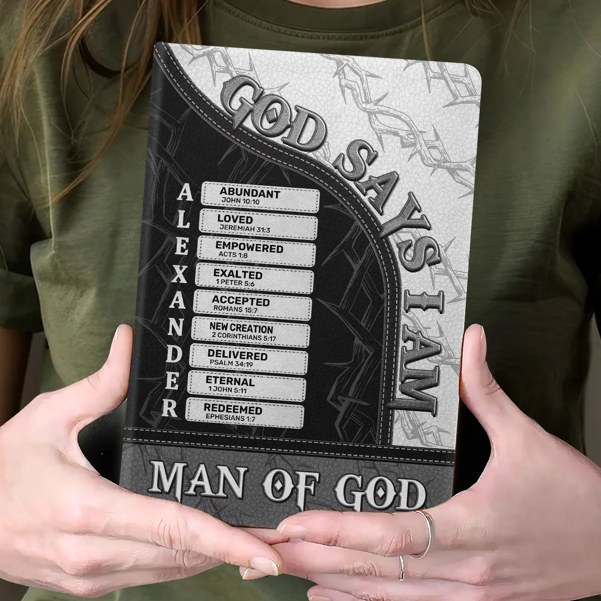 God Says I Am Man Of God - Personalized Leather Cover Notebook TD118