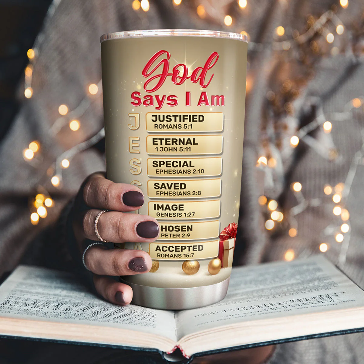 God Says I Am Merry Chritsmas - Personalized Stainless Steel Tumbler TD118 - Image 3