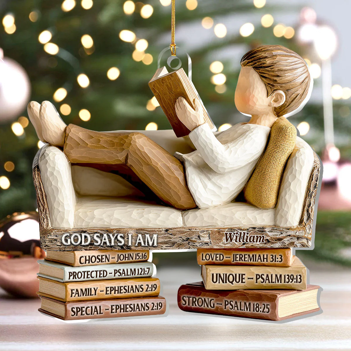 God Says I Am - Personalized 1-Layer Acrylic Ornament HL128 - Image 4