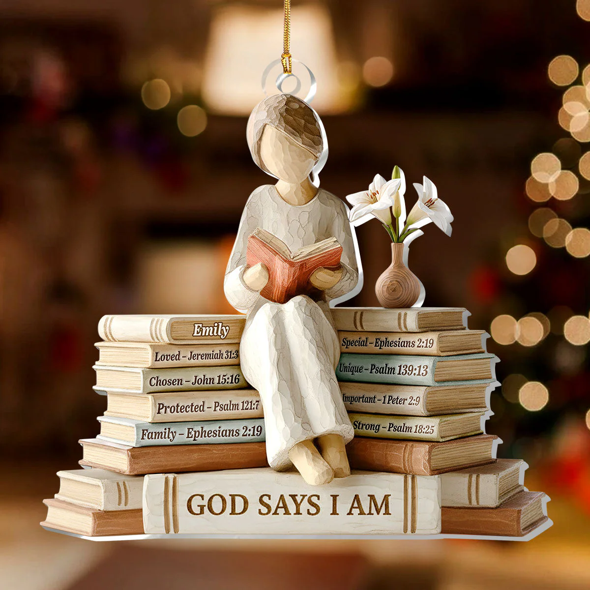 God Says I Am - Personalized 1-Layer Acrylic Ornament HL128 - Image 2