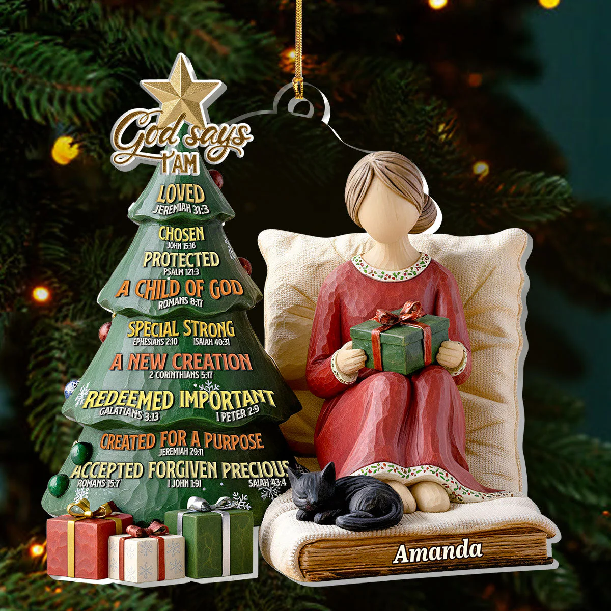 God Says I Am - Personalized 1-Layer Acrylic Ornament HL128
