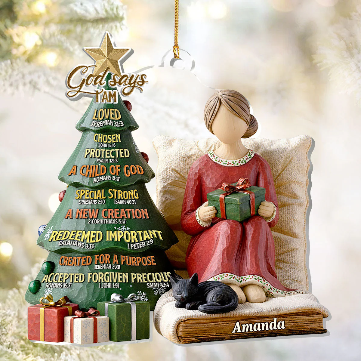 God Says I Am - Personalized 1-Layer Acrylic Ornament HL128 - Image 2