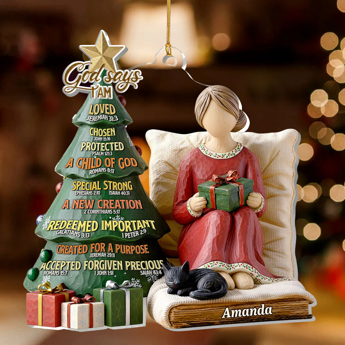 God Says I Am - Personalized 1-Layer Acrylic Ornament HL128 - Image 3