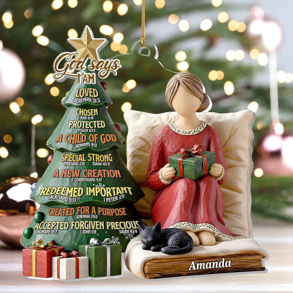 God Says I Am - Personalized 1-Layer Acrylic Ornament HL128 - Image 4