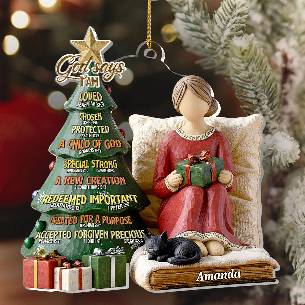 God Says I Am - Personalized 1-Layer Acrylic Ornament HL128 - Image 6