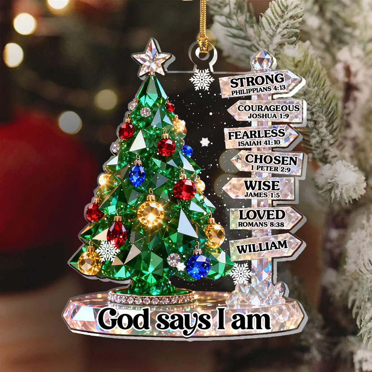 God Says I Am - Personalized 1-Layer Acrylic Ornament HL128 - Image 6