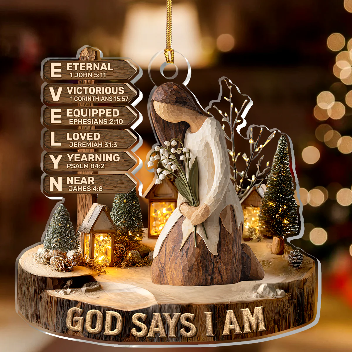 God Says I Am - Personalized 1-Layer Acrylic Ornament HL128 - Image 2