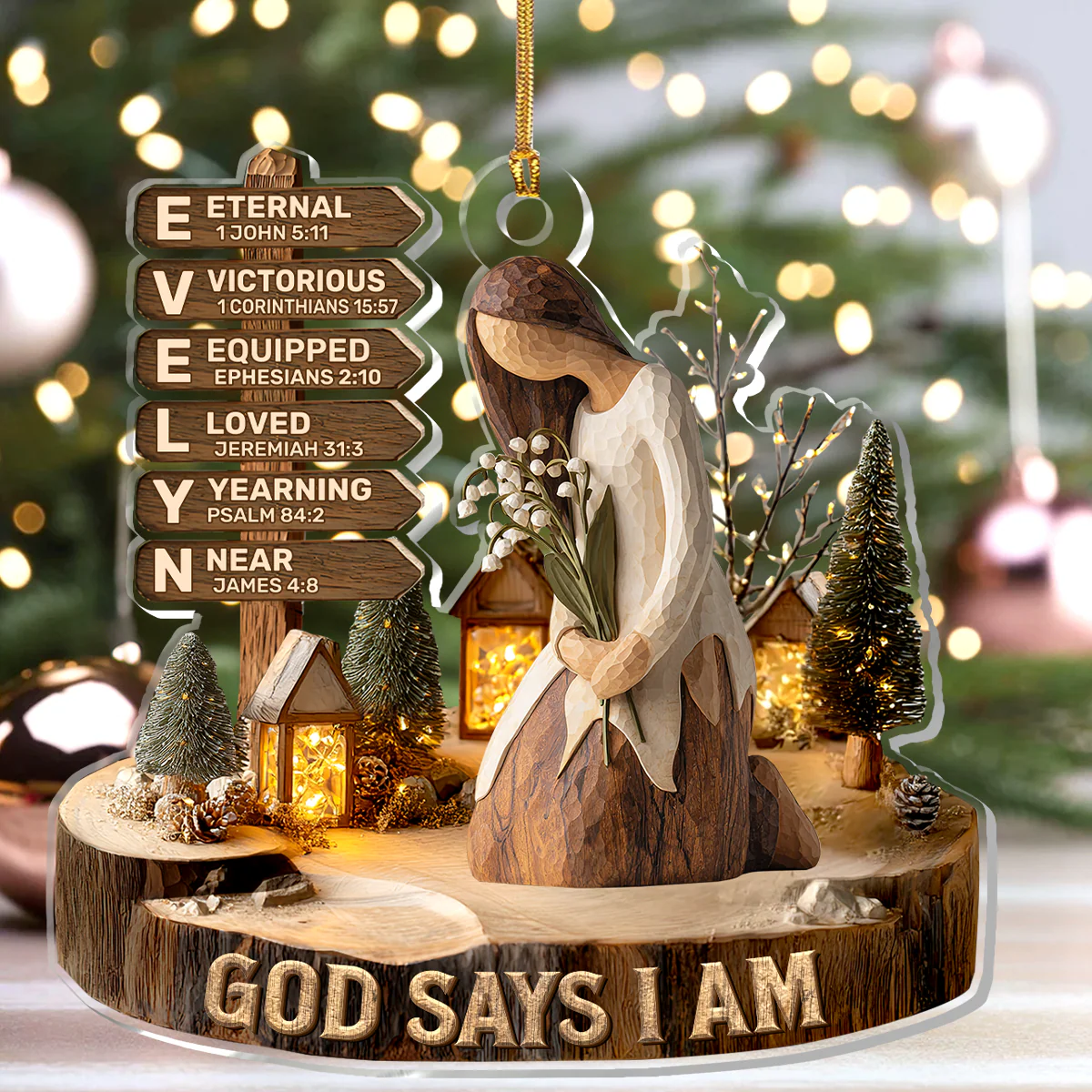 God Says I Am - Personalized 1-Layer Acrylic Ornament HL128 - Image 4
