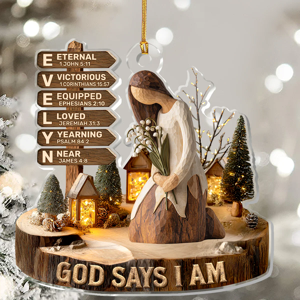 God Says I Am - Personalized 1-Layer Acrylic Ornament HL128 - Image 5