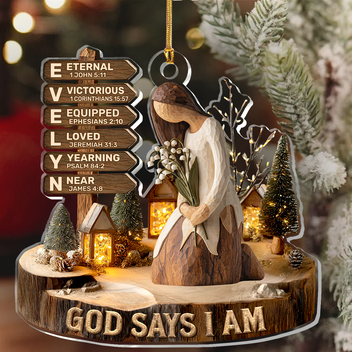 God Says I Am - Personalized 1-Layer Acrylic Ornament HL128 - Image 6