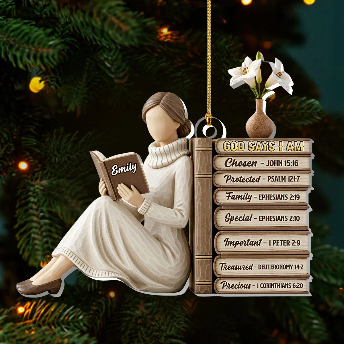 God Says I Am - Personalized 1-Layer Acrylic Ornament HL128 - Image 3