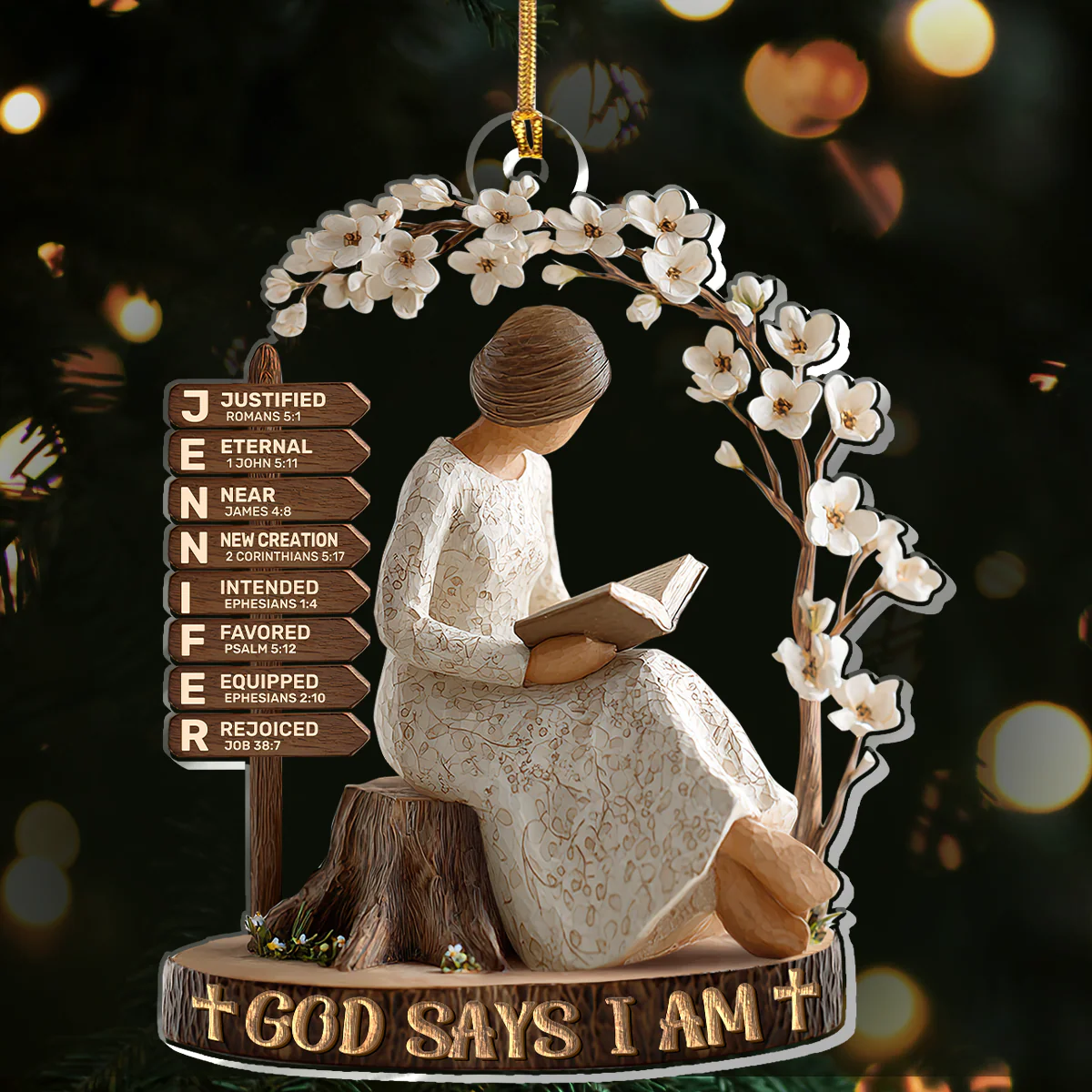 God Says I Am - Personalized 1-Layer Acrylic Ornament HL128