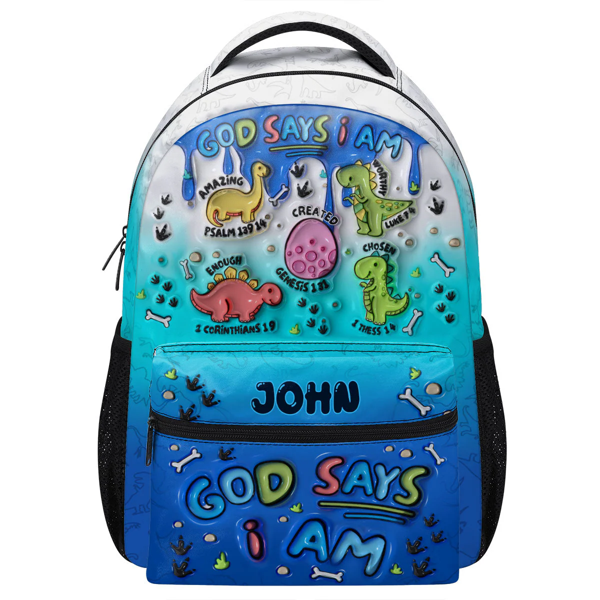 God Says I Am - Personalized 3D Inflated Effect Printed Backpack - Gift For Kids TD118
