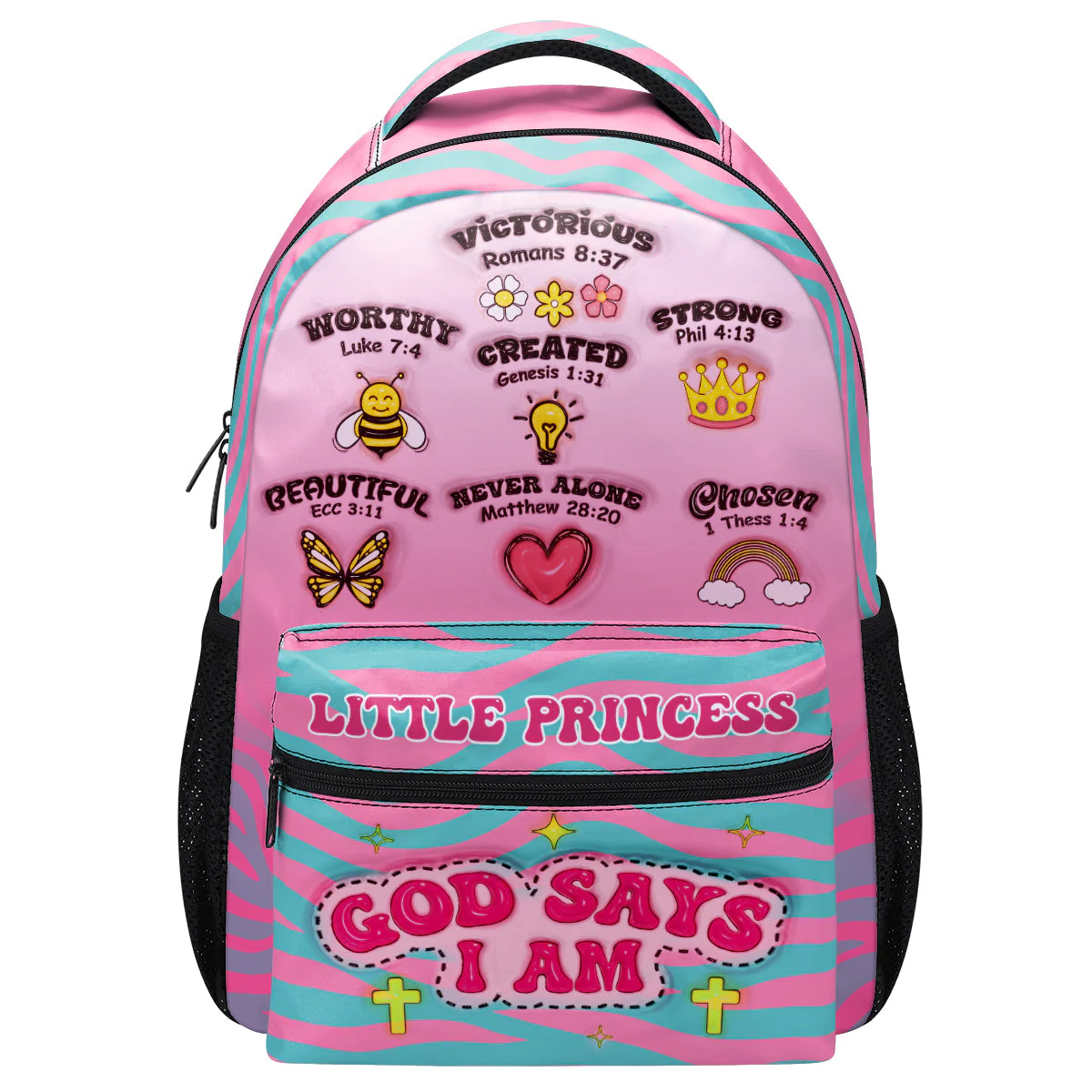 God Says I Am - Personalized 3D Inflated Effect Printed  Backpack TD118