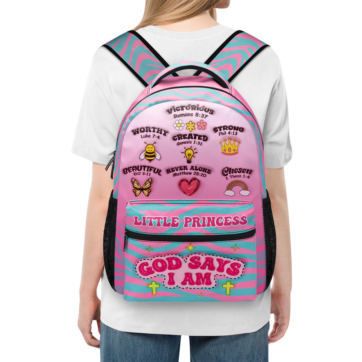 God Says I Am - Personalized 3D Inflated Effect Printed  Backpack TD118 - Image 4