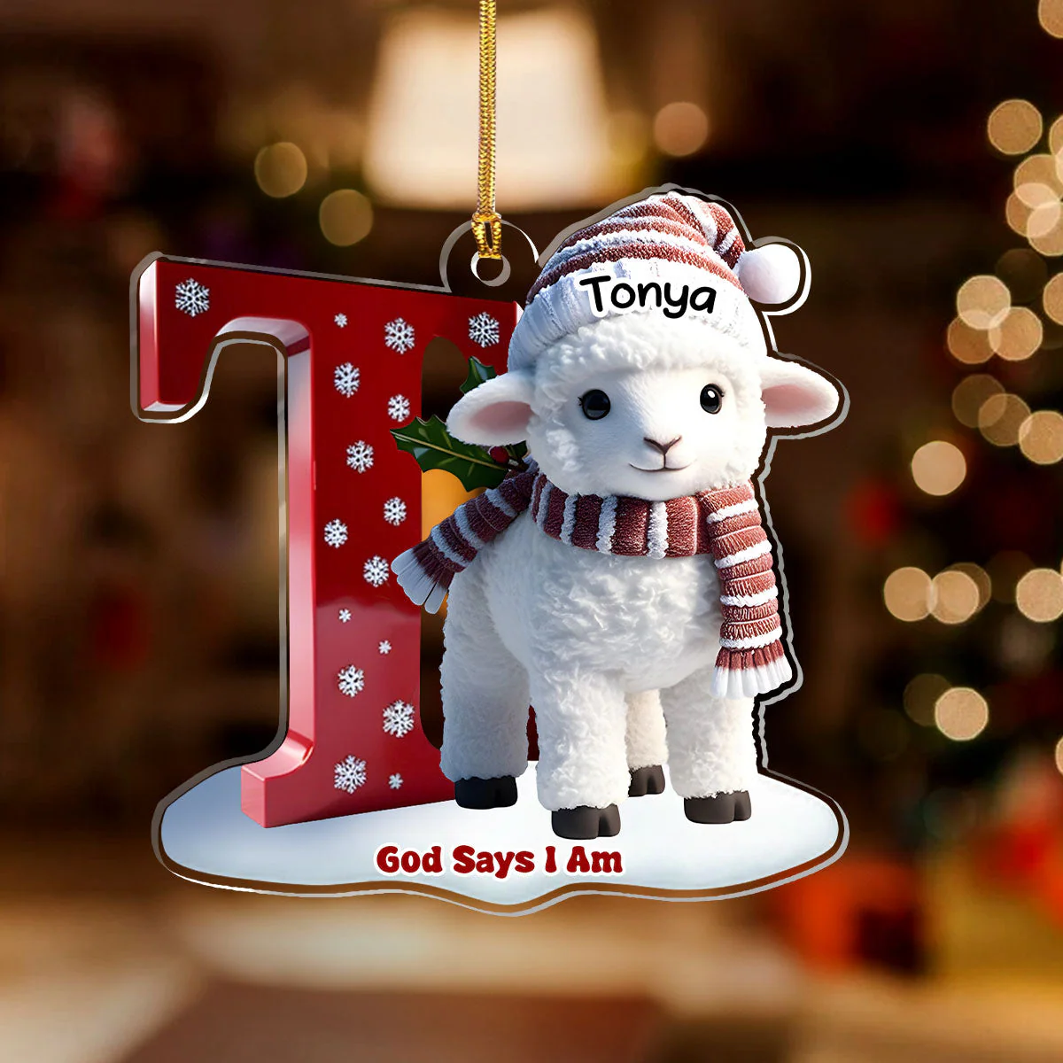 God Says I Am - Personalized Acrylic Ornament TD118 - Image 3