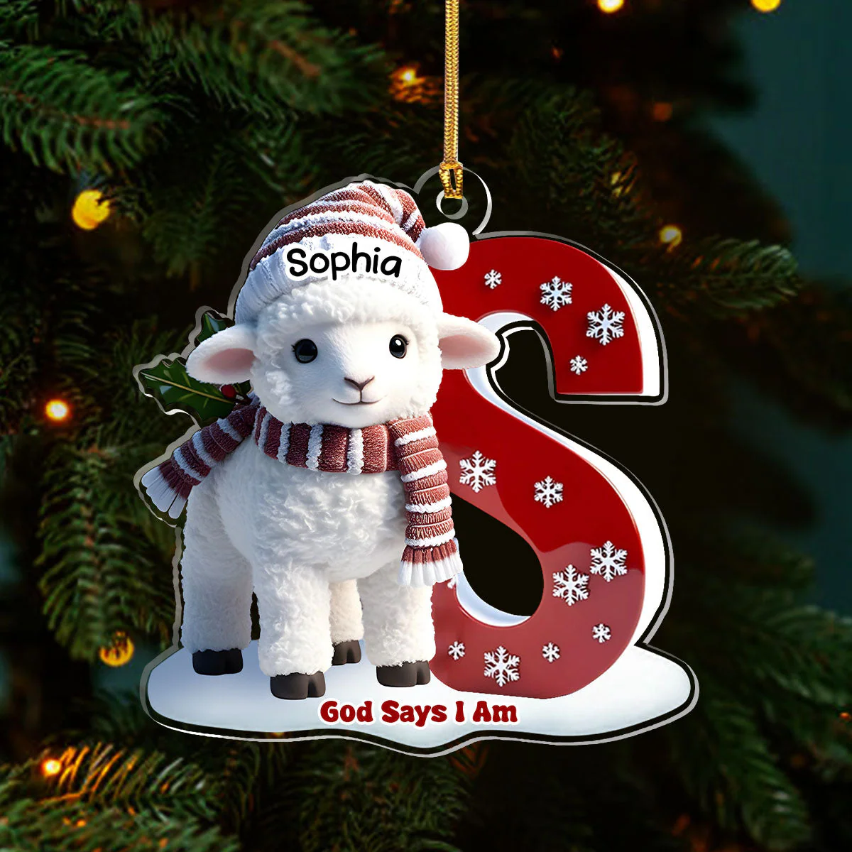 God Says I Am - Personalized Acrylic Ornament TD118 - Image 4