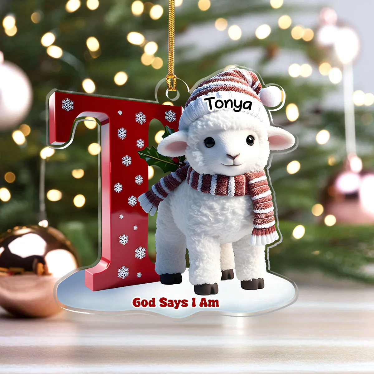 God Says I Am - Personalized Acrylic Ornament TD118 - Image 5