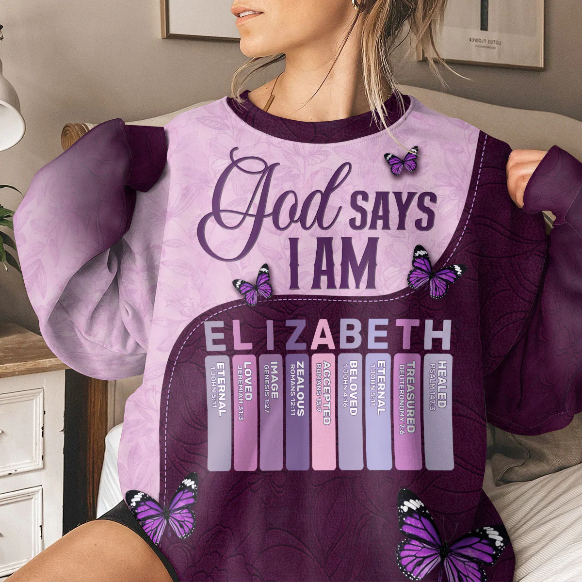 God Says I Am - Personalized AOP Sweatshirt TD118 - Image 2