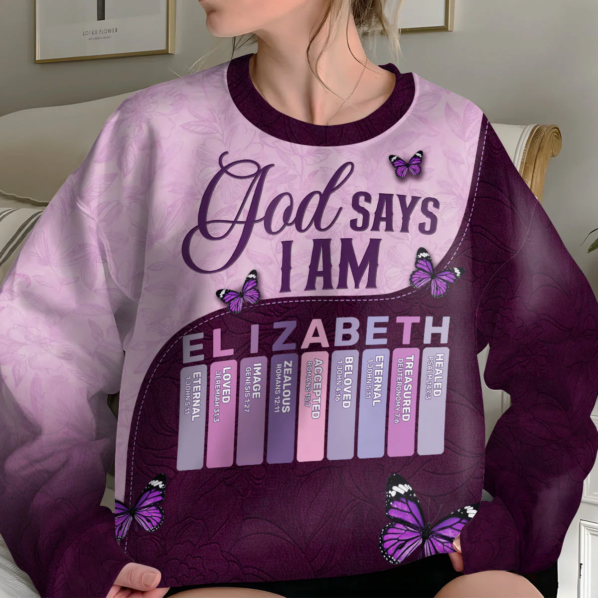 God Says I Am - Personalized AOP Sweatshirt TD118 - Image 3