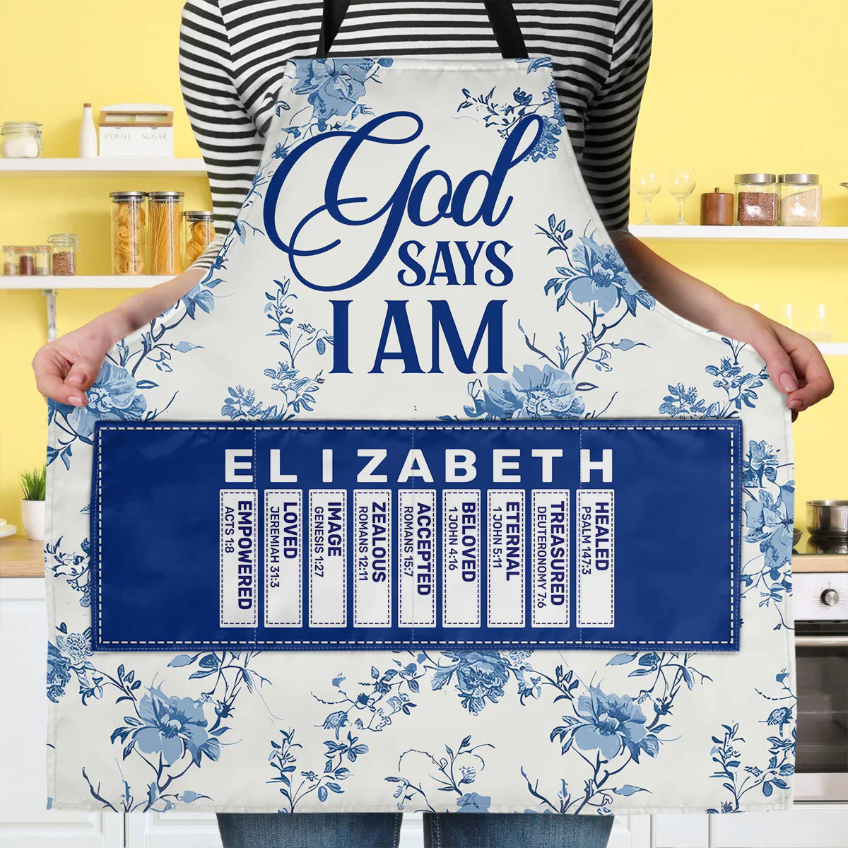 God Says I Am - Personalized Apron With Pocket - Christant Gift for Grandma