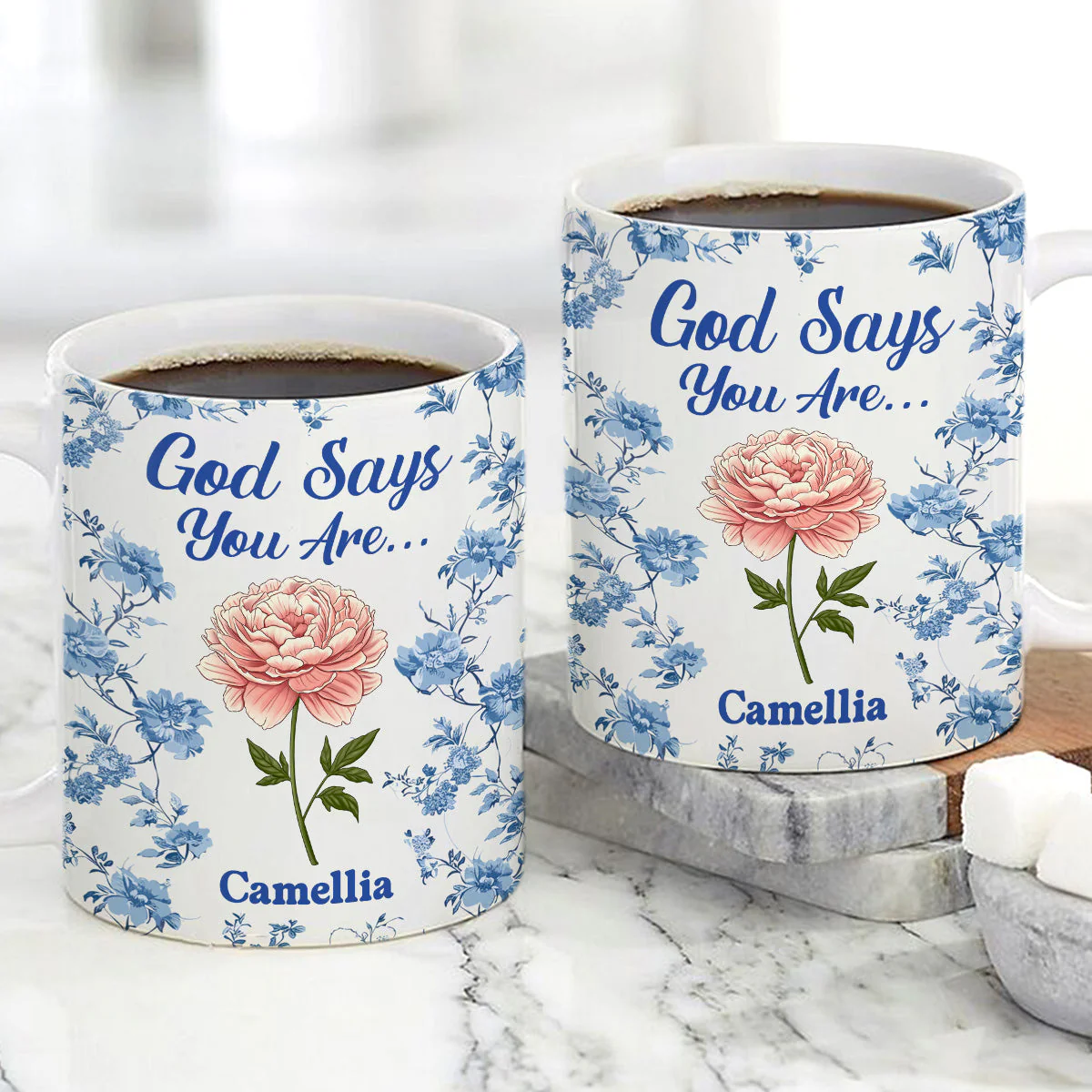 God Says I Am - Personalized Ceramic Coffee Mug - Christian Gift For Her BA01