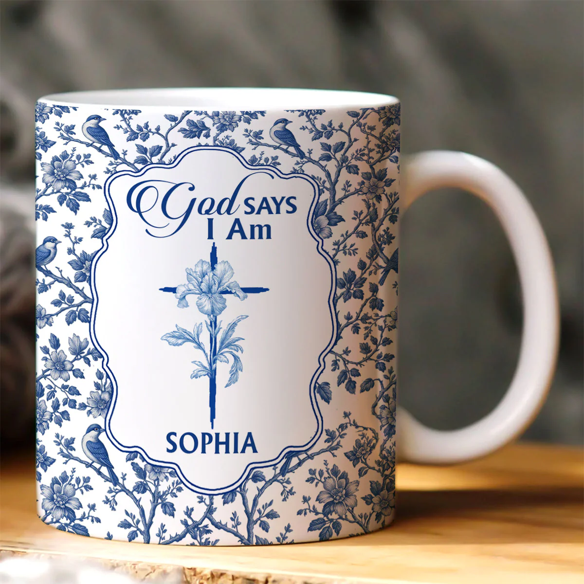 God Says I Am - Personalized Ceramic Coffee Mug - Christian Gift For Her BA01