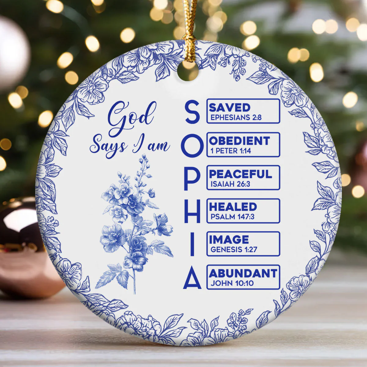 God Says I Am - Personalized Ceramic Ornament - Image 3