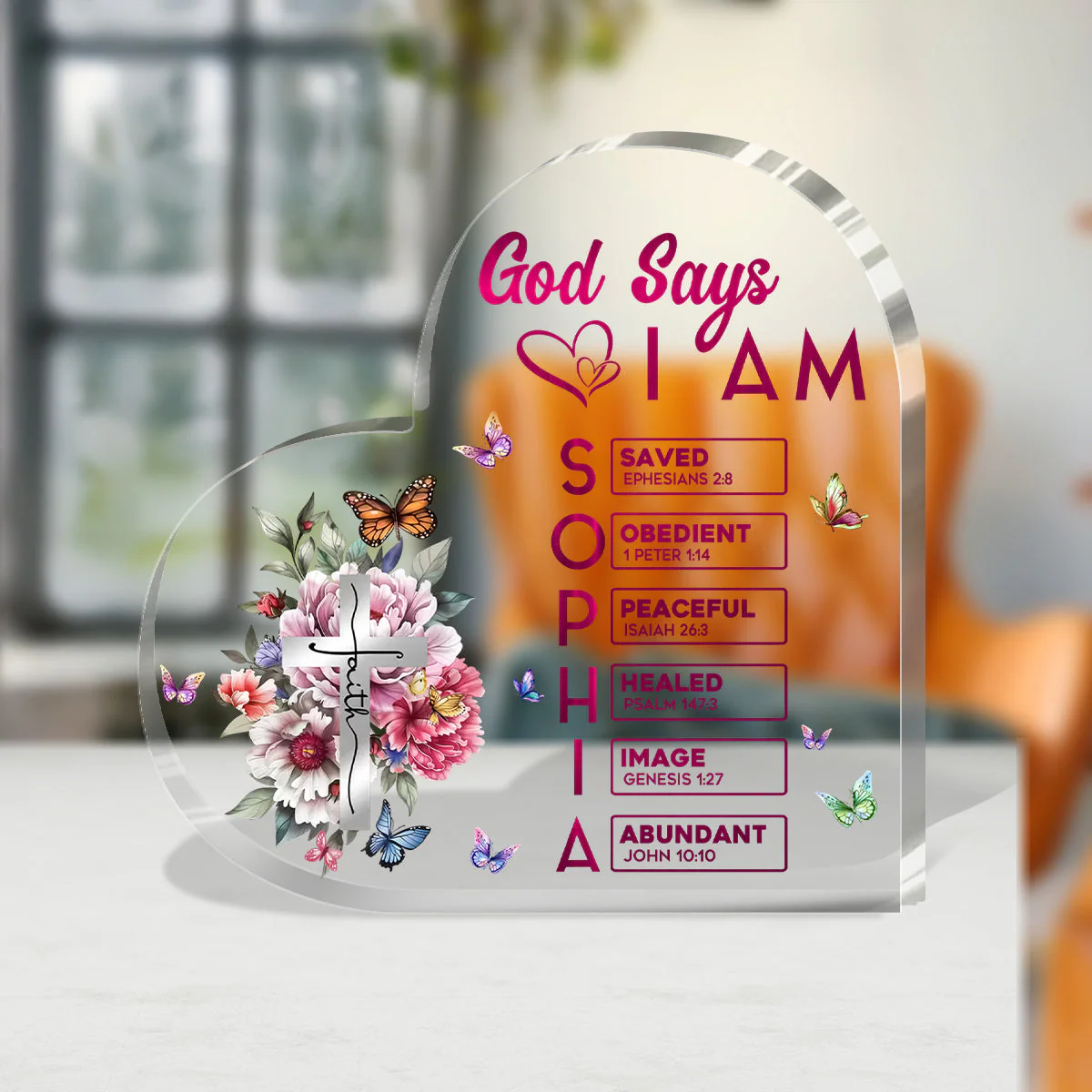 God Says I Am | Personalized Custom Shaped Squared Acrylic Plaque - Image 3