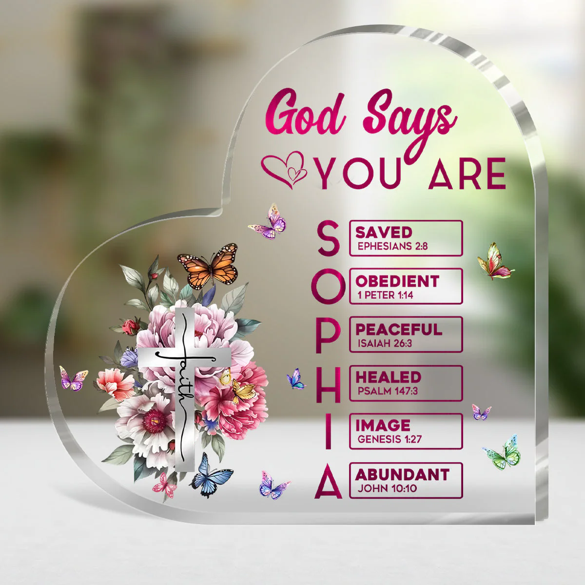 God Says I Am | Personalized Custom Shaped Squared Acrylic Plaque - Image 4