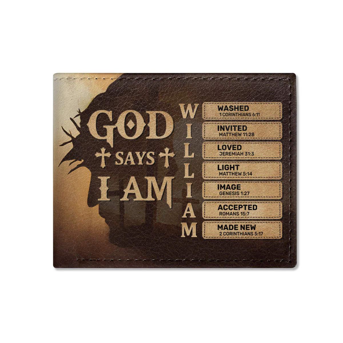 God Says I Am - Personalized Folded Wallet For Men | CLGOD06 - Image 2