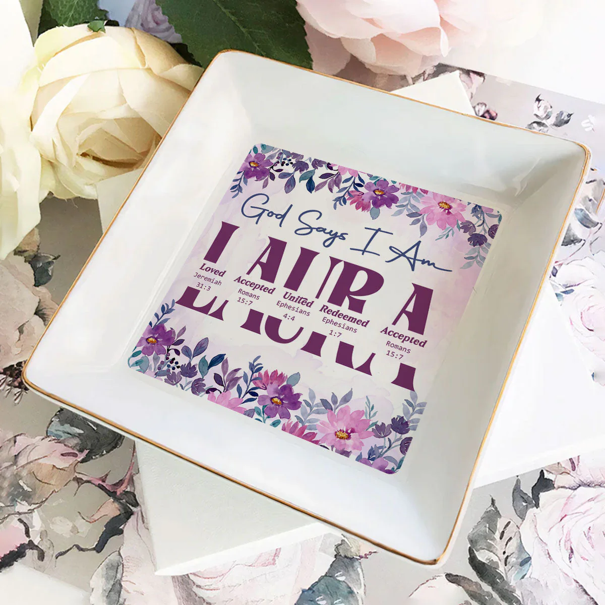 God Says I Am - Personalized Jewelry Dish - Gift For Grandma, Mom, Girlfriend, Wife, Bestie, Sister - NH96 - Image 2