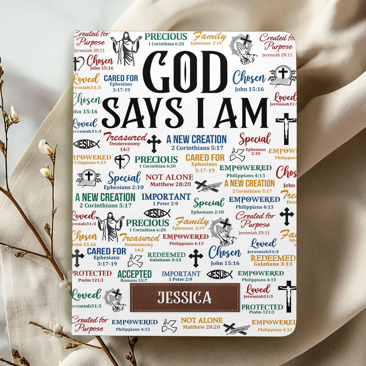 God Says I Am - Personalized Leather Cover Notebook HL128 - Image 2