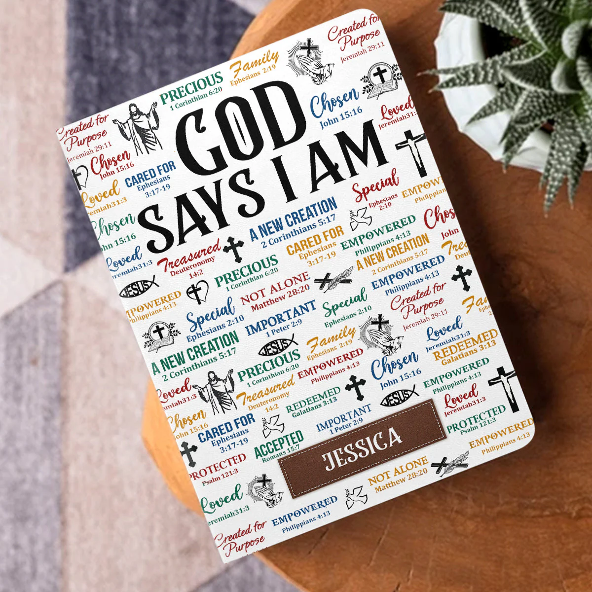 God Says I Am - Personalized Leather Cover Notebook HL128 - Image 3